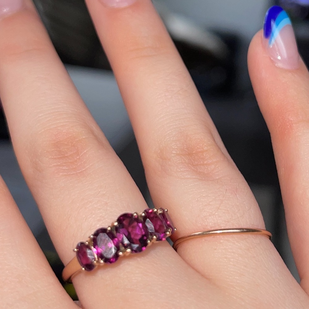 Vintage Rose Gold Rhodolite Garnet Ring